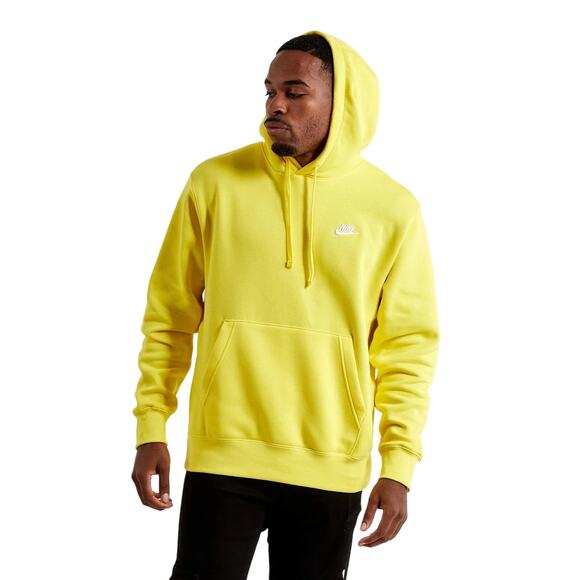 Nike Sportswear Men's Small Yellow Club Fleece Hoodie Pullover Athleisure B18 - Picture 1 of 9